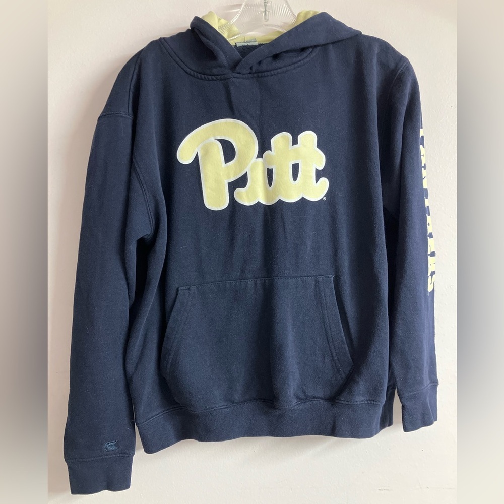 Pitt Panthers Pullover Hoodie, Youth Large (16-18), Navy Blue/Yellow, Colosseum